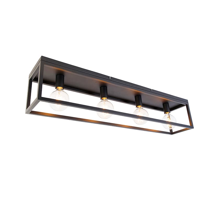 Priemyselné stropné svietidlo čierne 99,5 cm 4-žiarovkové - Cage