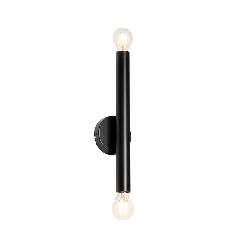 Art Deco nástenná lampa čierna 2-svetlo - Tubi