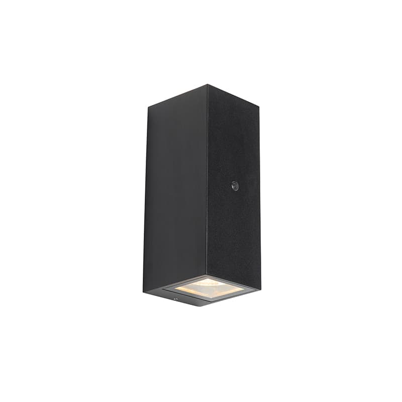Nástenná lampa čierna 2-svetlo IP44 so senzorom súmraku - Baleno II
