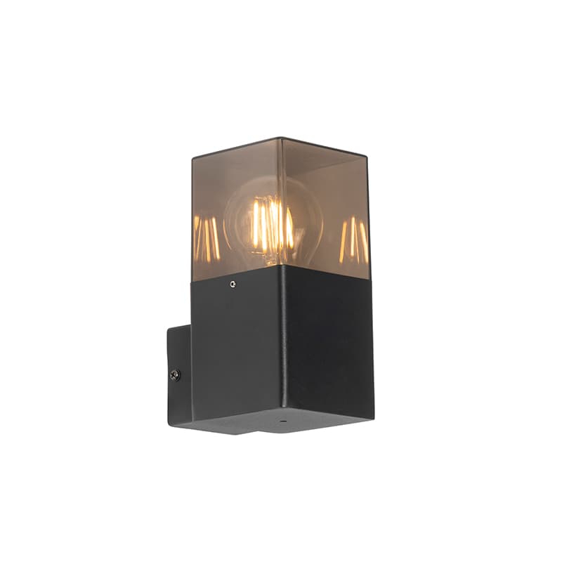 Moderná vonkajšia nástenná lampa čierna IP44 s dymovým sklom - Dánsko