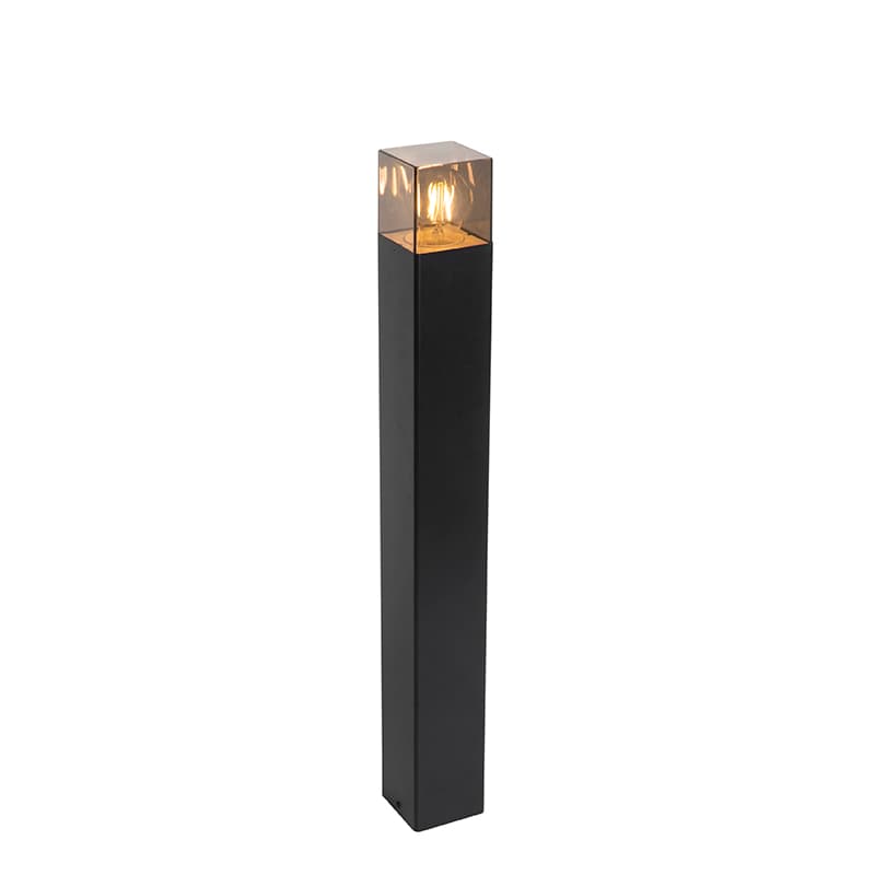 Stojaca vonkajšia lampa čierna 70 cm IP44 s dymovým sklom - Denmark 1