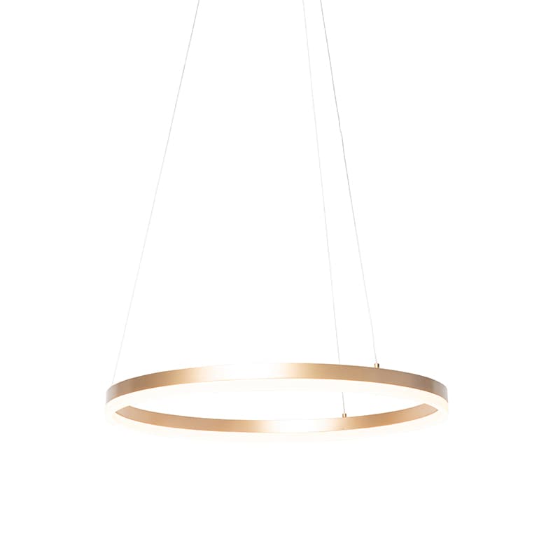 Dizajnové závesné svietidlo zlaté 60 cm vrátane LED 3-stupňové stmievateľné - Anello