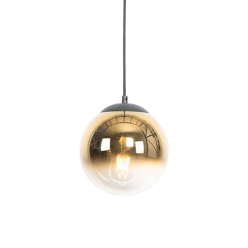 Art Deco závesné svietidlo čierne so zlatým sklom 20 cm - Pallon
