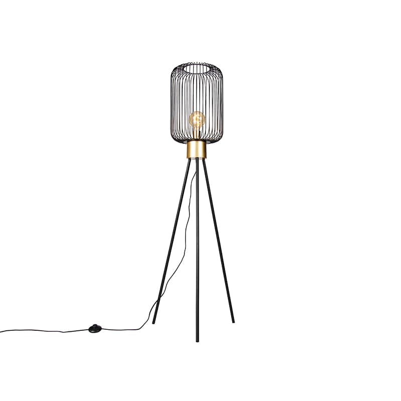 Dizajnová stojaca lampa čierna so zlatom - Mayelle 1