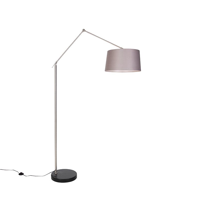 Moderná stojaca lampa oceľ s tienidlom tmavosivá 45 cm - Editor