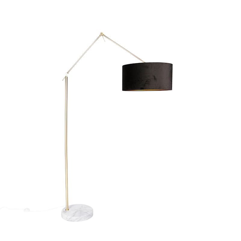 Moderná stojaca lampa zlatý zamatový tienidlo čierna 50 cm - Editor