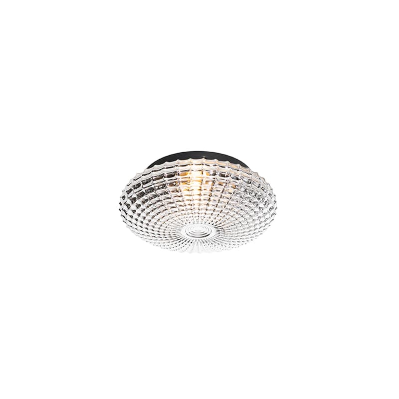 Klasické stropné svietidlo čierne s dymovým sklom 23 cm IP44 - Nohmi 1