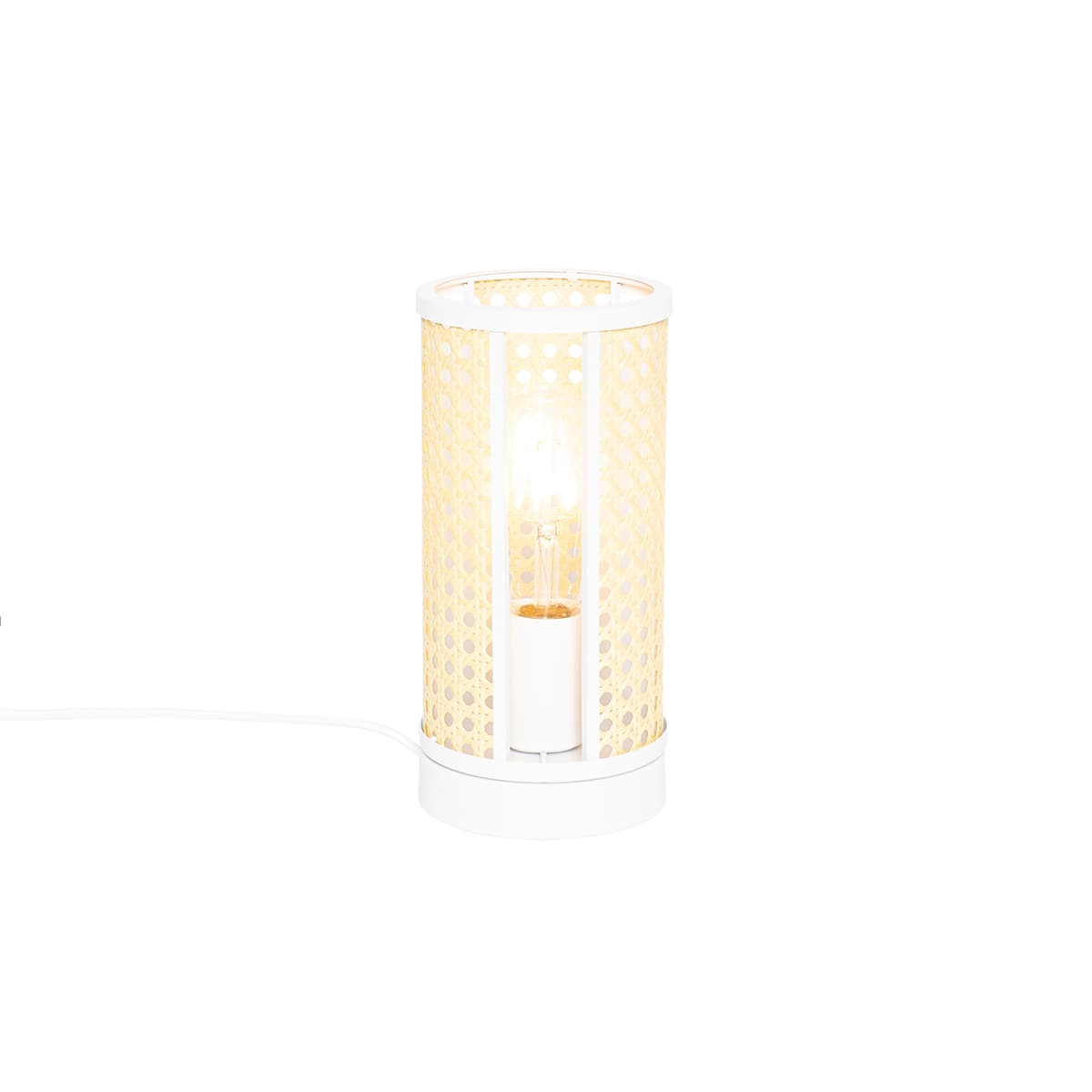 Orientálna stolná lampa biela s ratanom 12 cm - Akira 1