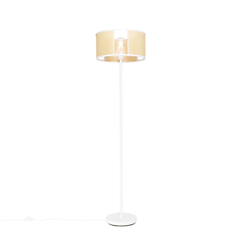 Orientálna stojaca lampa biela s ratanom 40 cm - Akira 1