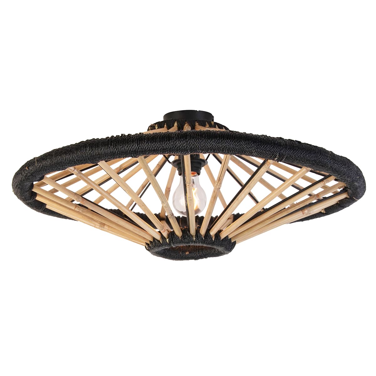 Orientálne stropné svietidlo bambus s čiernou 60 cm - Evalin 1