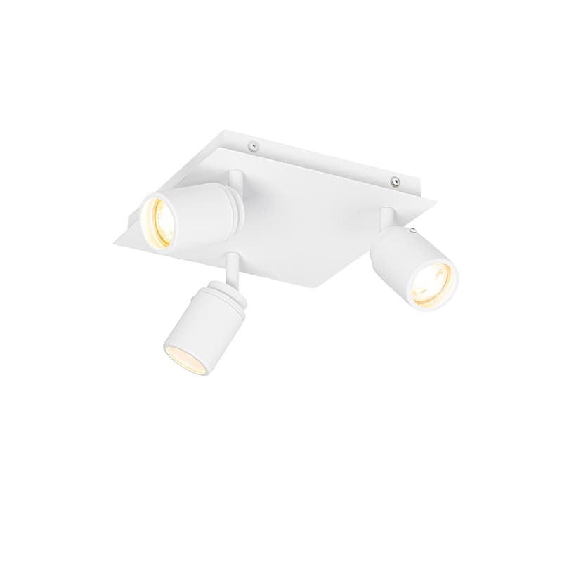 Inteligentné kúpeľňové bodové svietidlo biele štvorcové 3-svetlé IP44 vrátane 3 Wifi GU10 50mm - Ducha 1
