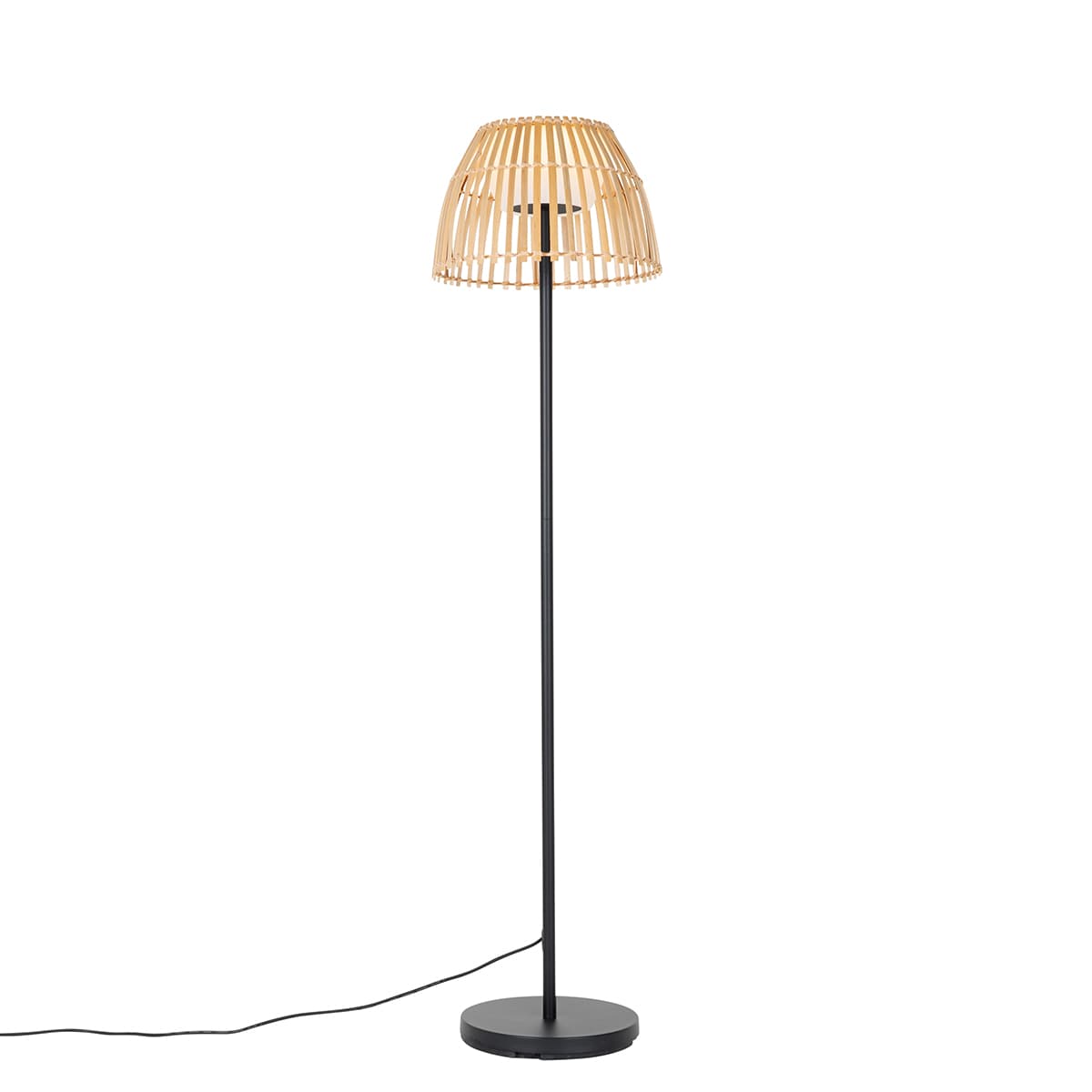 Rustikálna vonkajšia stojaca lampa čierna s bambusom vrátane LED - Kaiser 1