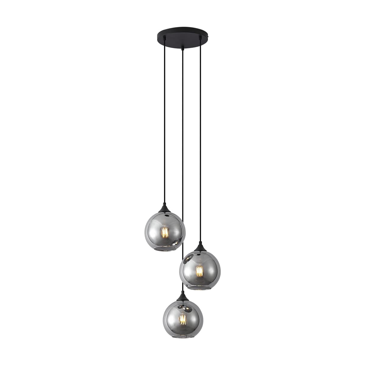 Art Deco závesná lampa čierna s dymovým sklom 3-Lights - Wallace