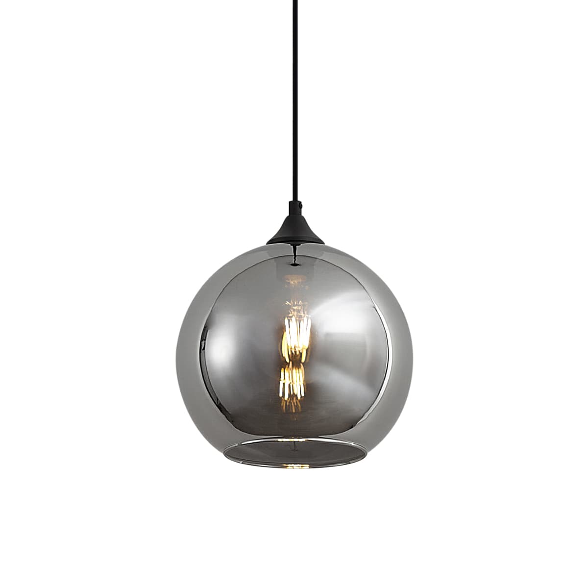 Art Deco závesná lampa čierna s dymovým sklom - Wallace