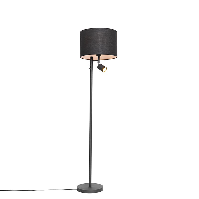 Stojaca lampa čierna s bielym vnútrom a lampou na čítanie - Jelena 1