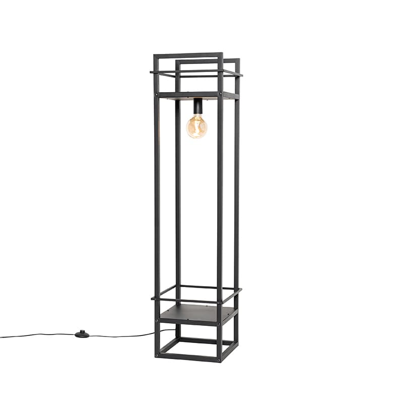 Priemyselná stojaca lampa čierna - Cage Rack 1