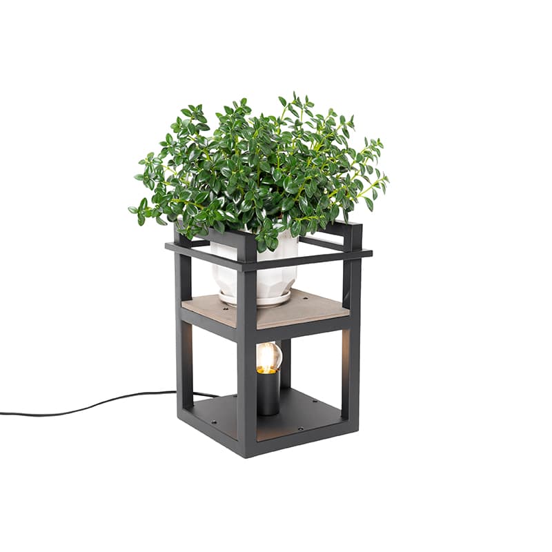 Priemyselná stolná lampa čierna s drevom - Cage Rack 1