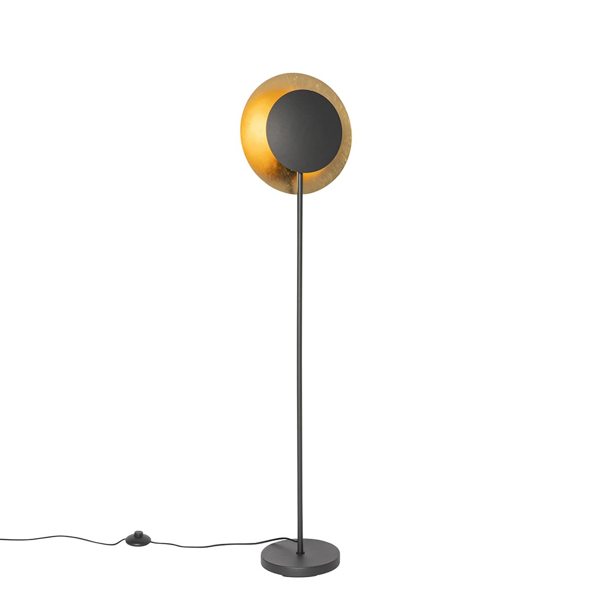 Stojaca lampa v štýle Art Deco čierna so zlatom - Emilienne