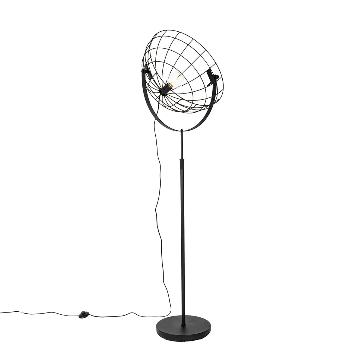 Priemyselná stojaca lampa čierna 50 cm nastaviteľná - Hanze 1