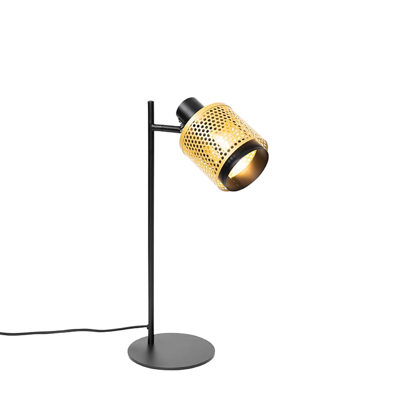 Priemyselná stolná lampa čierna so zlatom - Kayden 1