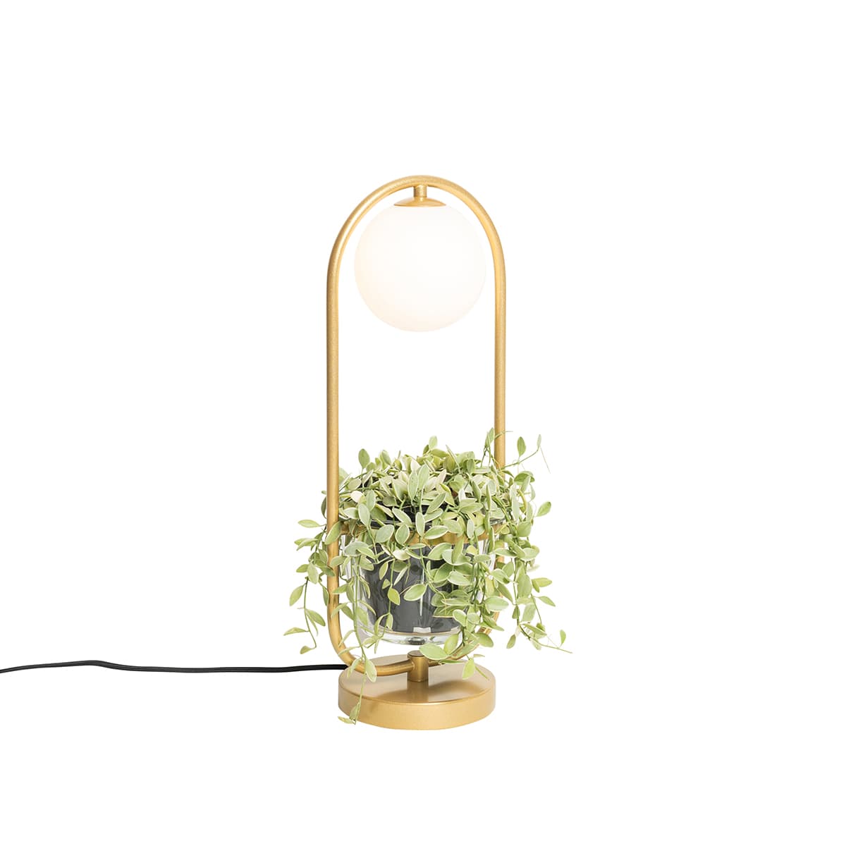 Art Deco stolná lampa zlatá s bielym sklom - Isabella 1