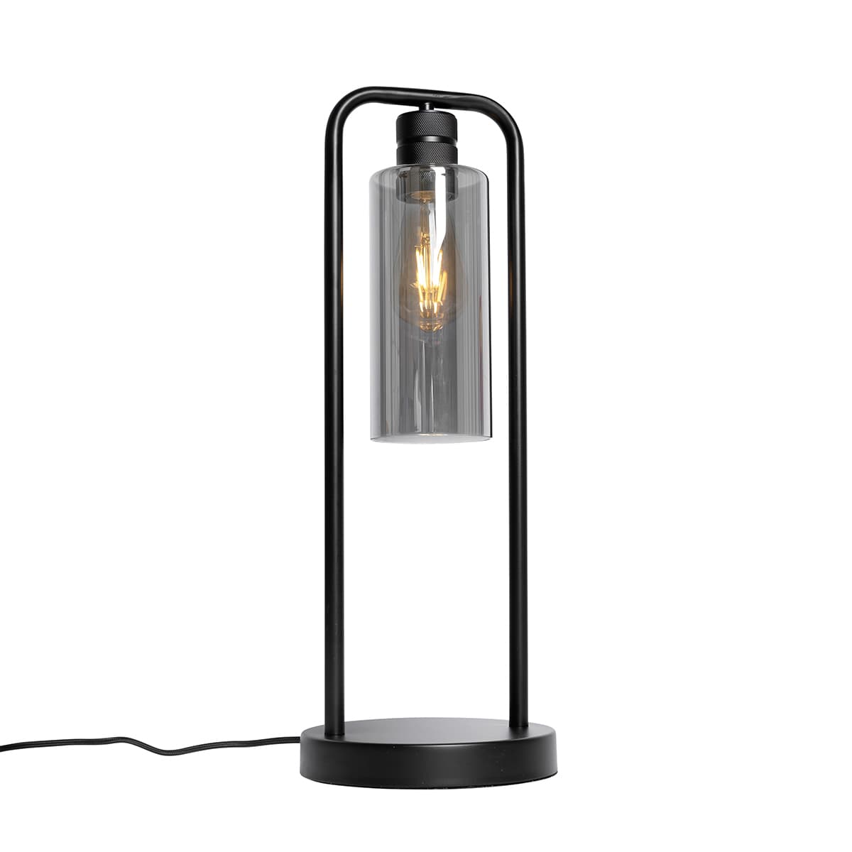 Moderná stolná lampa čierna s dymovým sklom - Stavelot 1