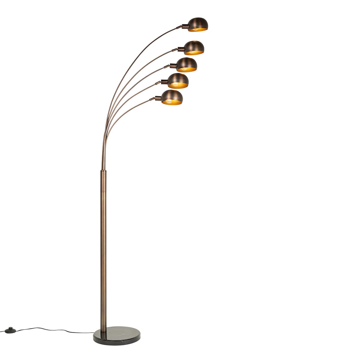 Dizajnová stojaca lampa tmavo bronzová so zlatom 5-svetlo - Sixties Marmo 1