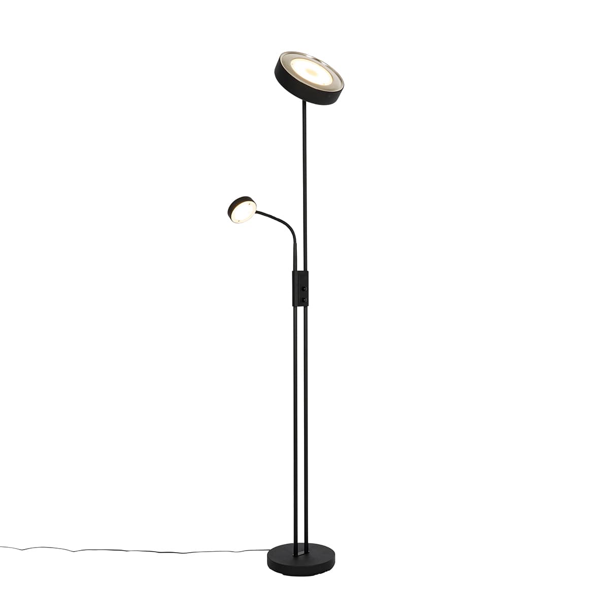 Stojaca lampa čierna vrátane LED a stmievača so svetlom na čítanie - Kelso 1