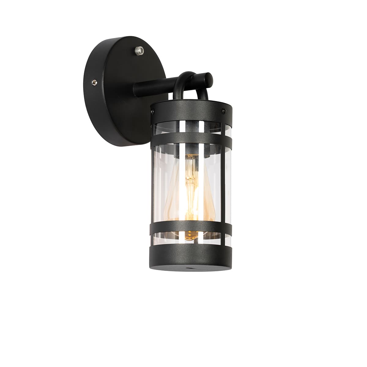 Vonkajšia nástenná lampa čierna IP44 so senzorom súmraku - Ruben 1