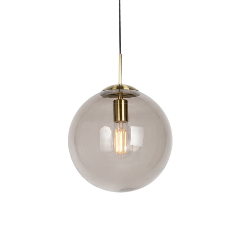 Inteligentné závesné svietidlo mosadzné s dymovým sklom 30 cm vrátane WiFi ST64 - Ball