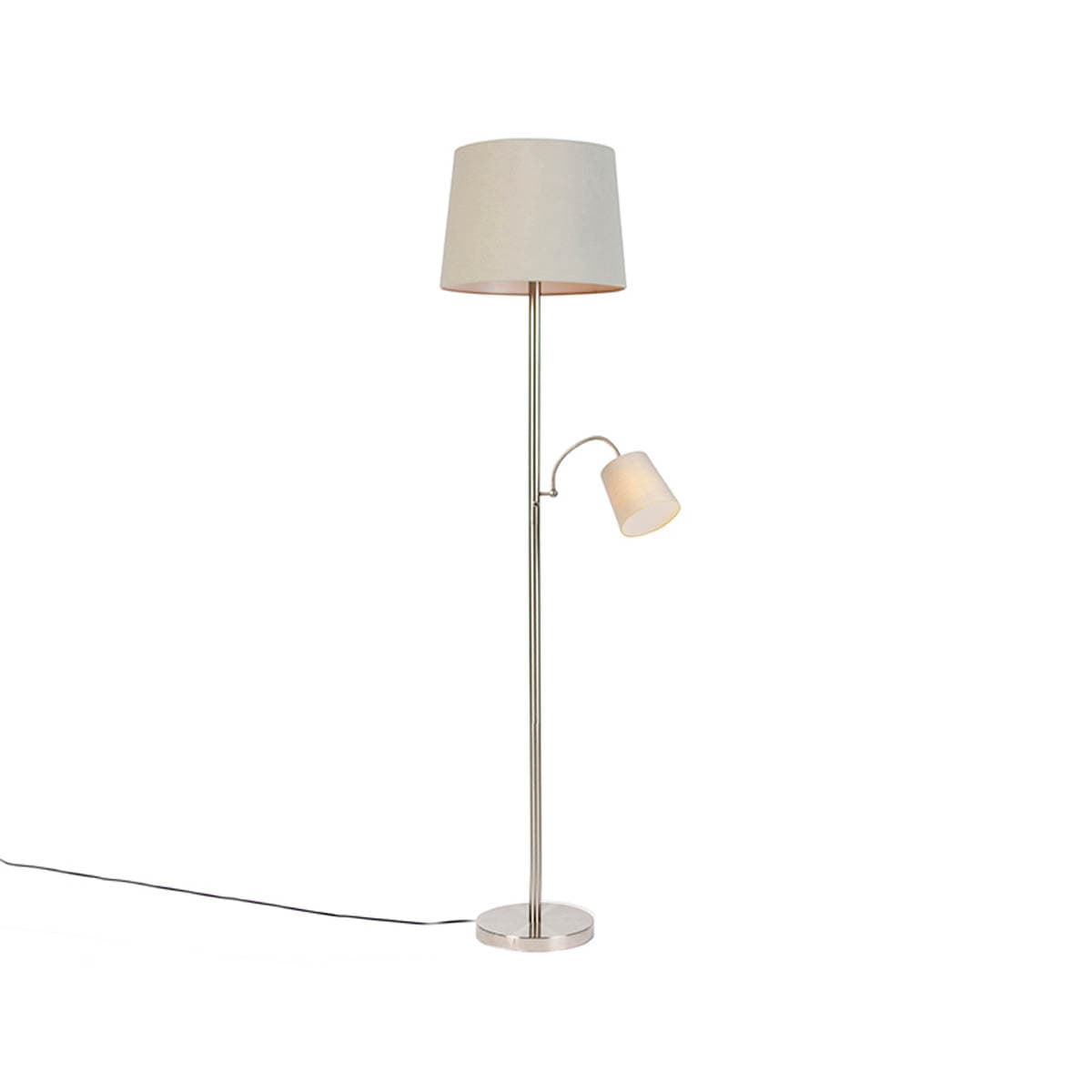 Inteligentná stojaca lampa oceľ s sivým tienidlom vrátane Wifi A60 a E14 - Retro 1