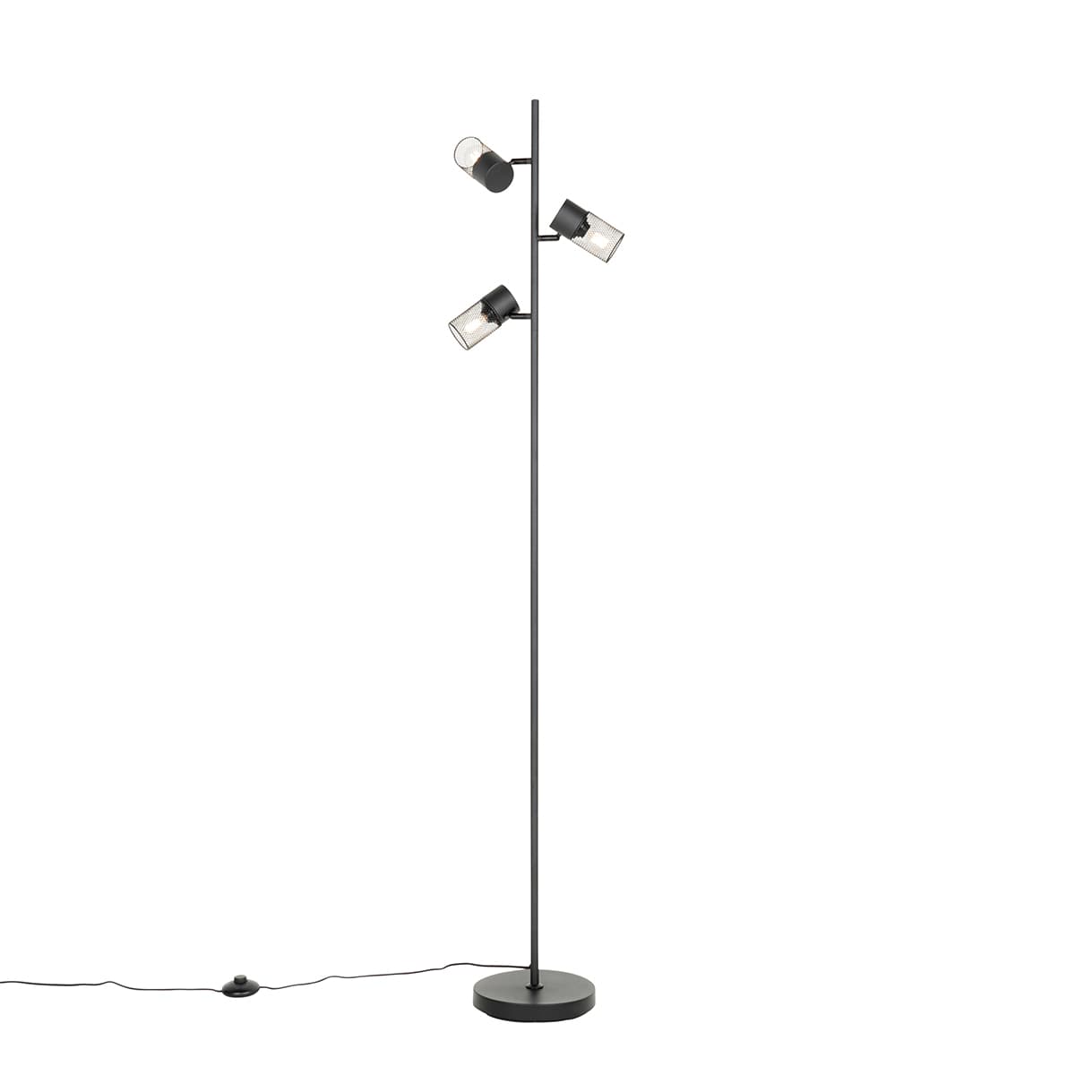 Priemyselná stojaca lampa čierna 3-svetlo - Jim 1