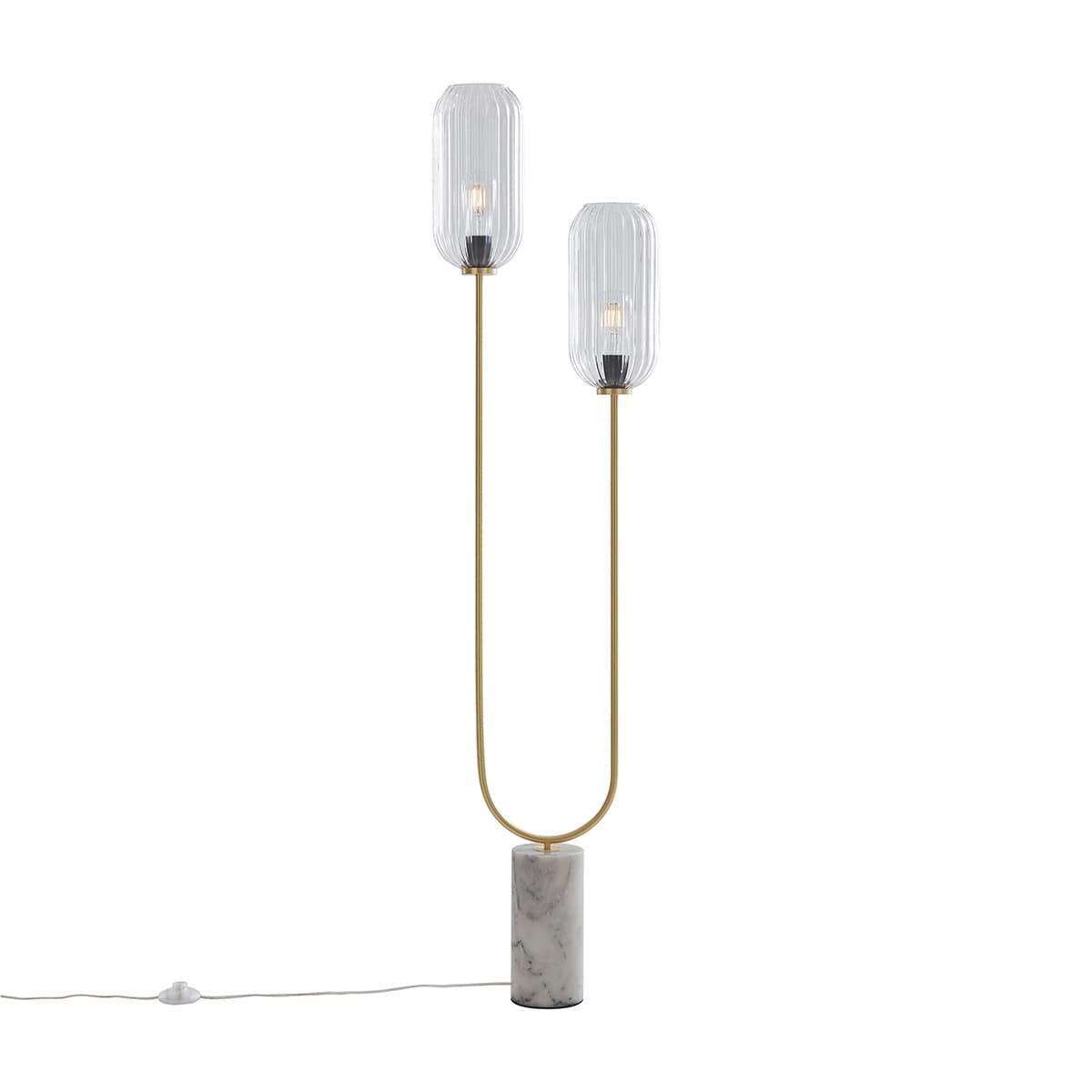 Stojaca lampa v štýle Art Deco mosadz s čírym sklom 2-svetlo - Rid