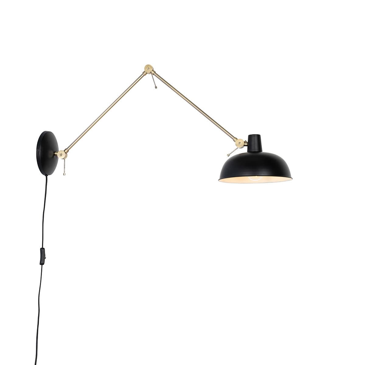 Retro nástenná lampa čierna s bronzovou - Milou 1