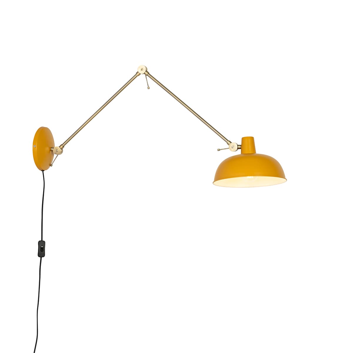 Retro nástenná lampa oceľ žltá s bronzovou - Milou 1
