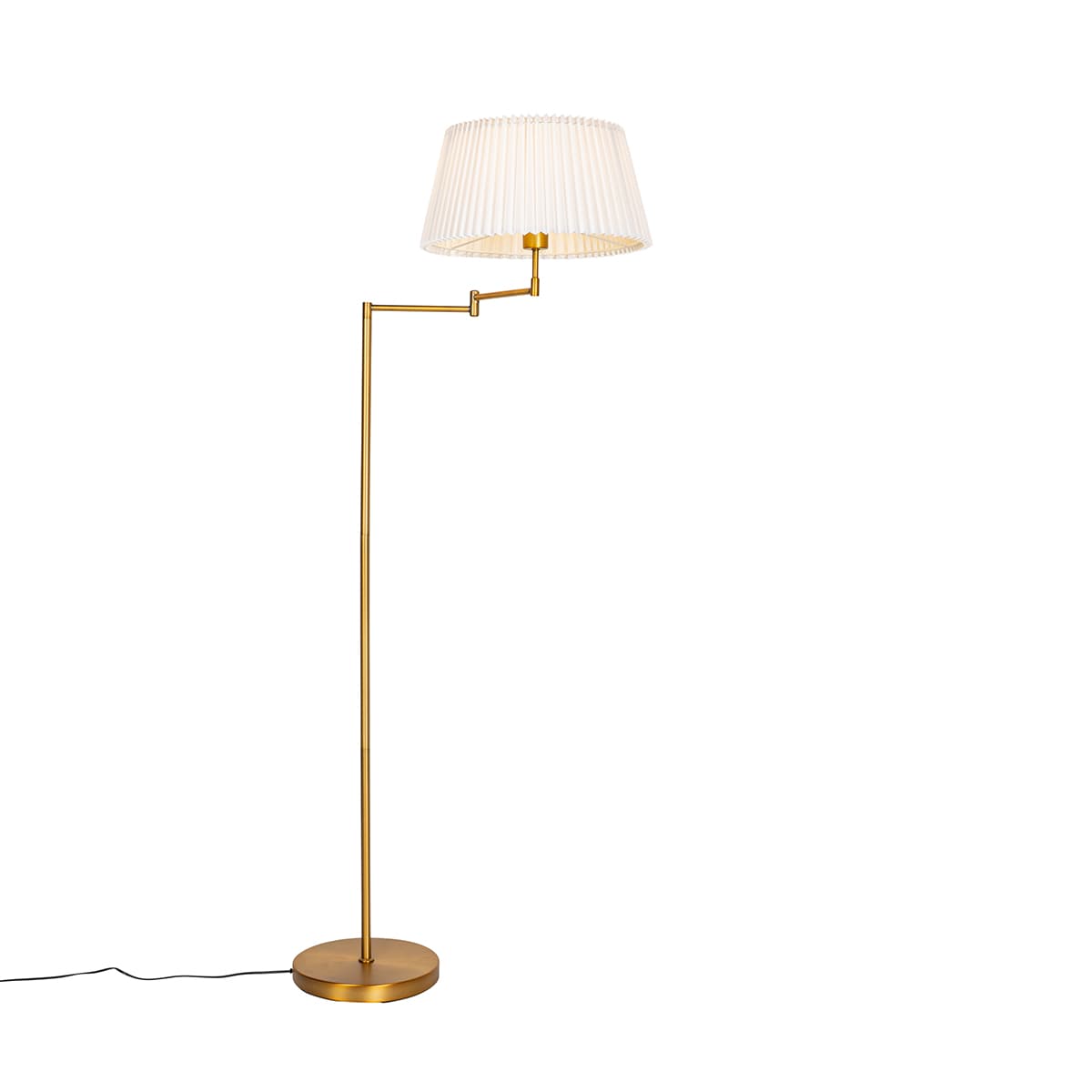 Stojaca lampa bronzová s bielym skladaným tienidlom a nastaviteľným ramenom - Ladas Deluxe