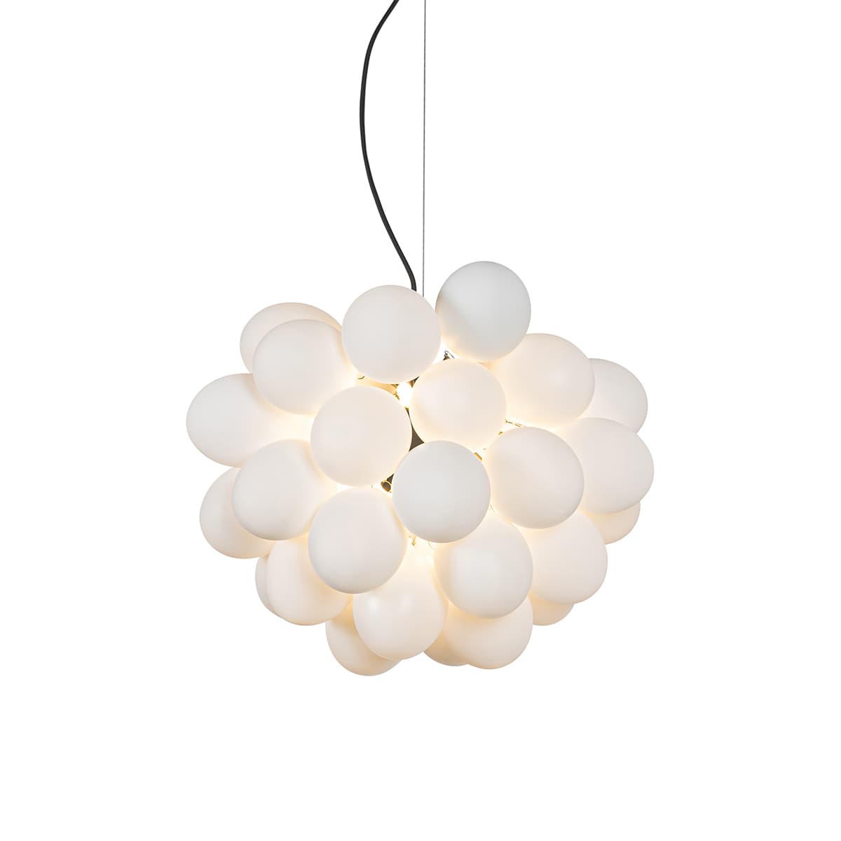 Závesné svietidlo v štýle Art Deco čierne s opálovým sklom 8-svetlo okrúhle - Uvas