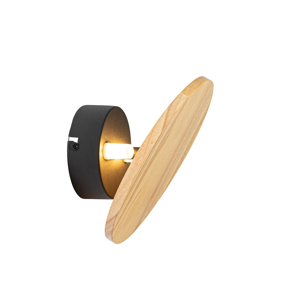 Rustikálna nástenná lampa okrúhla drevená - Pulley 1