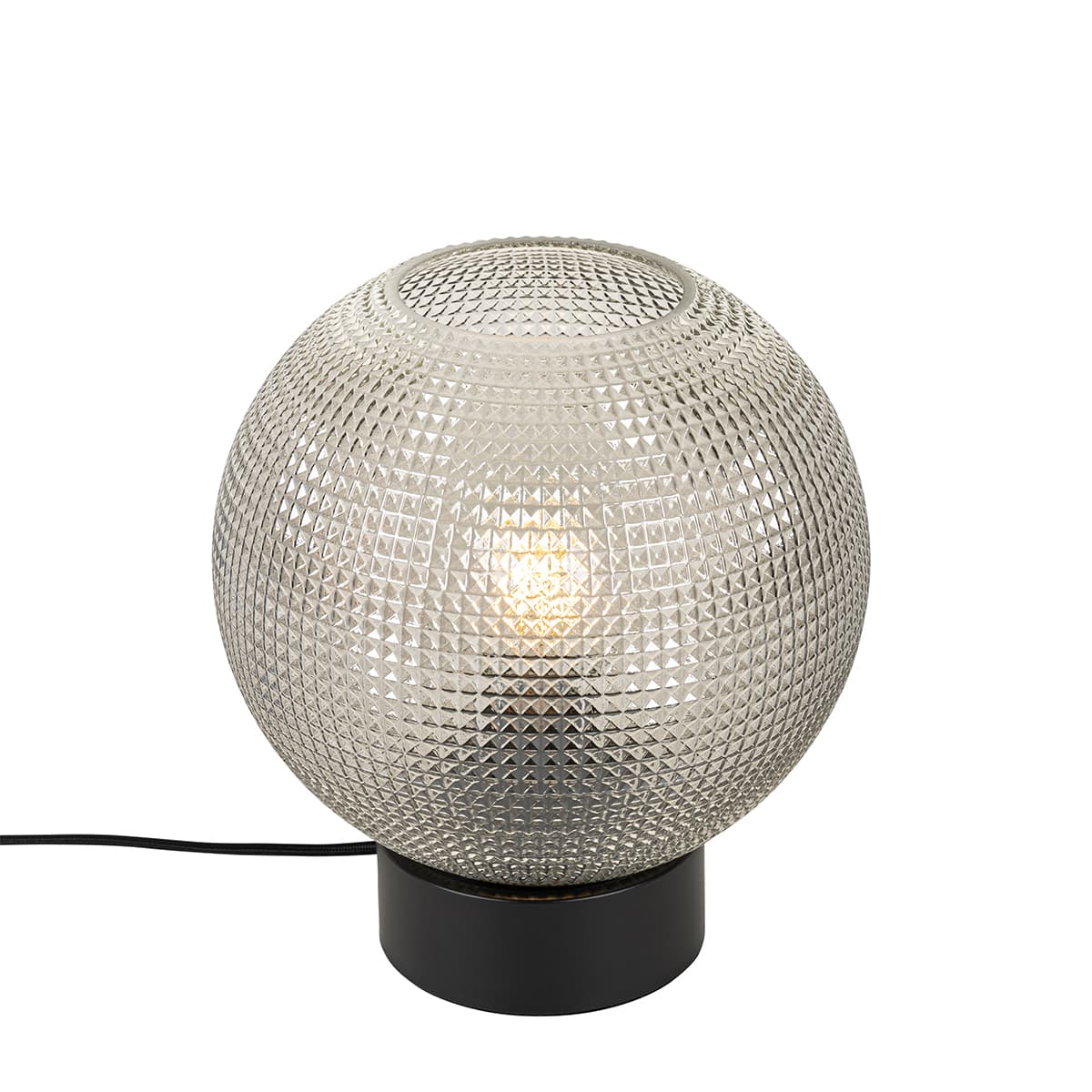 Dizajnová stolná lampa čierna s dymovým sklom - Chico 1
