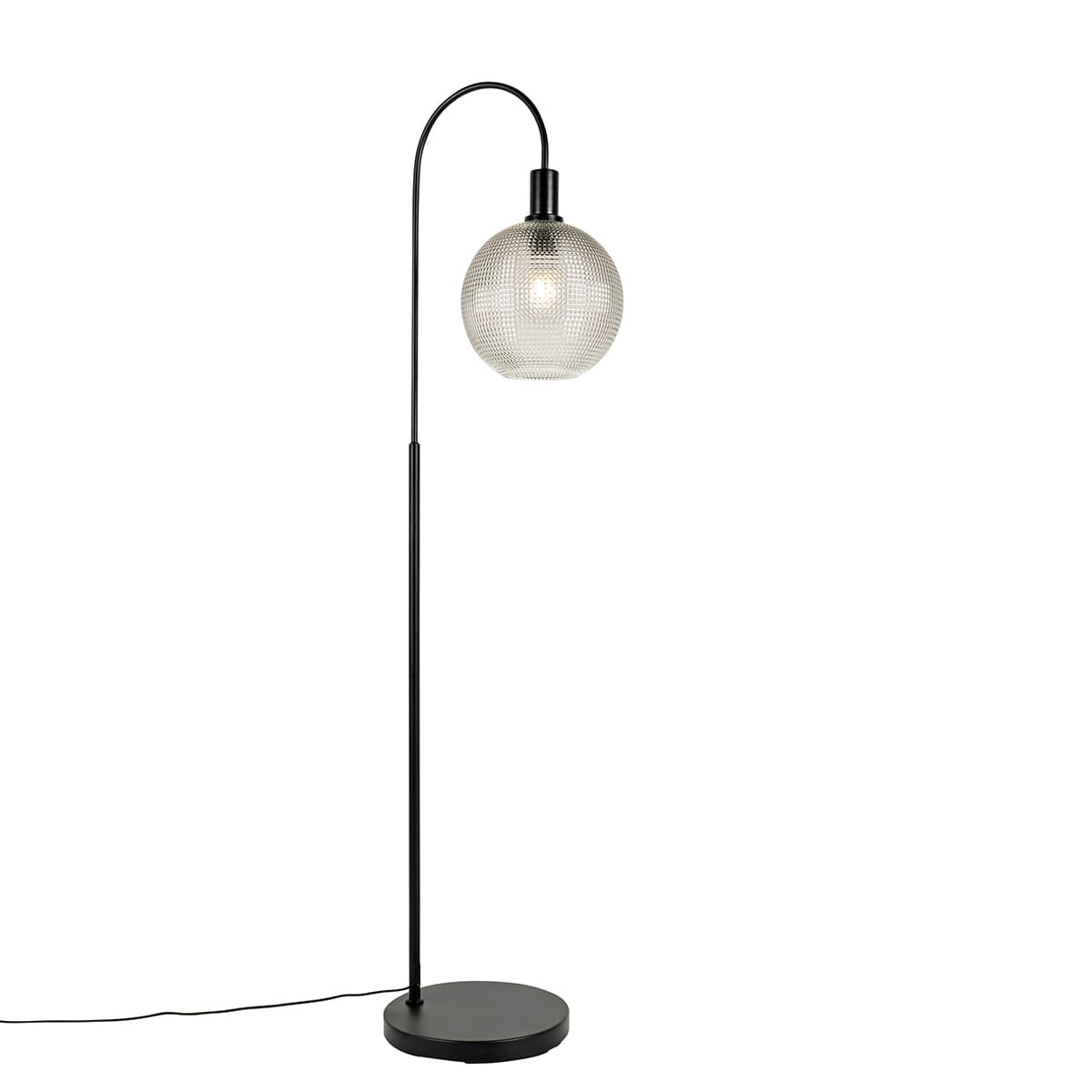 Dizajnová stojaca lampa čierna s dymovým sklom - Chico 1