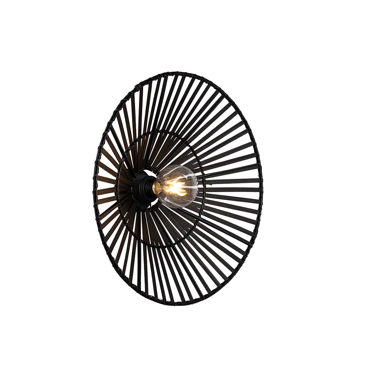 Orientálna nástenná lampa čierna bambus - Pua
