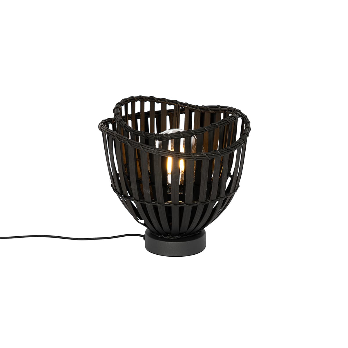 Orientálna stolná lampa čierna bambus - Pua 1