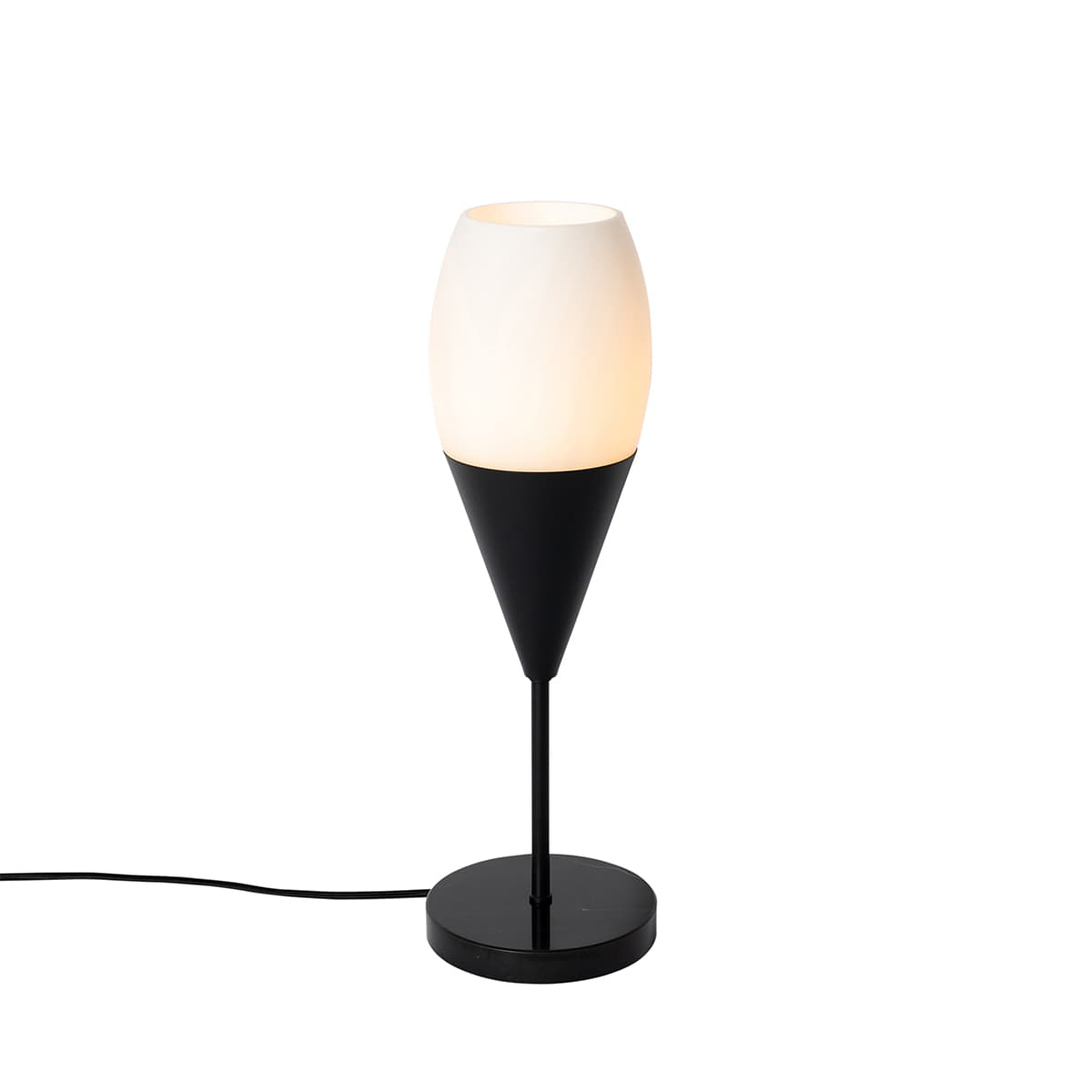 Moderná stolná lampa čierna s opálovým sklom - Drop 1