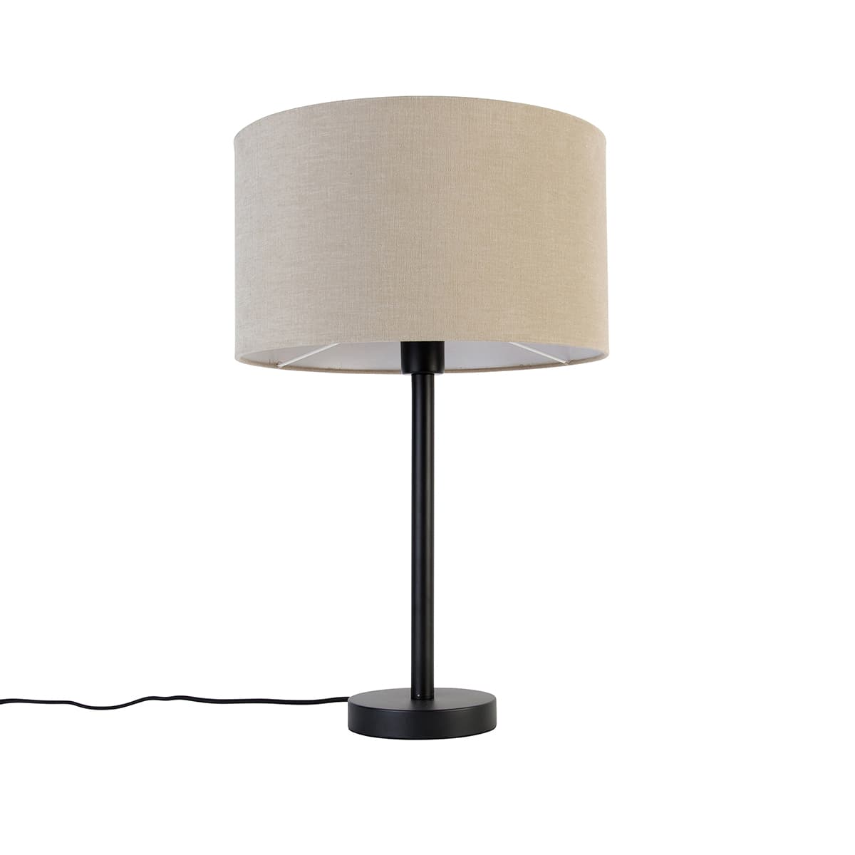Moderná stolná lampa čierna s látkovým tienidlom svetlohnedá 35 cm - Simplo
