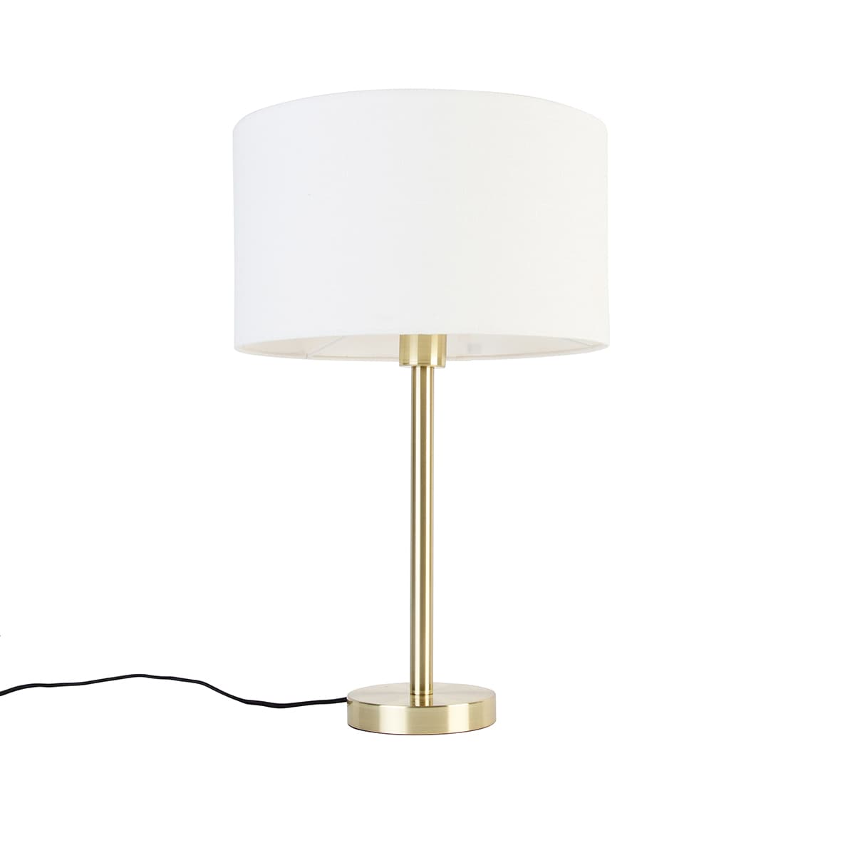 Klasická stolná lampa mosadz s bielym tienidlom 35 cm - Simplo