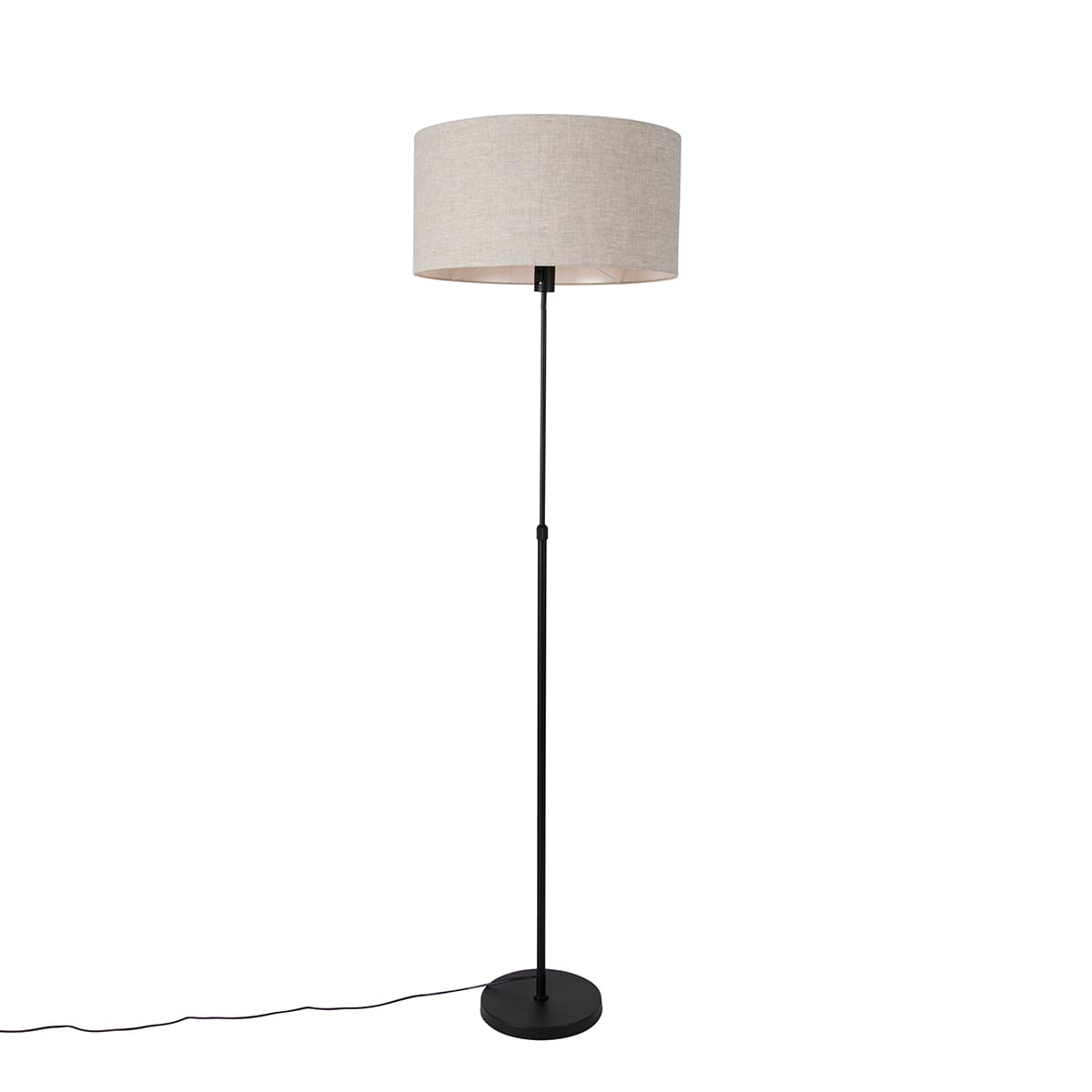 Stojaca lampa čierna nastaviteľná so svetlosivým tienidlom 50 cm - Parte 1