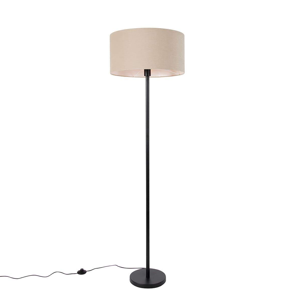 Stojaca lampa čierna s tienidlom svetlohnedá 50 cm - Simplo 1