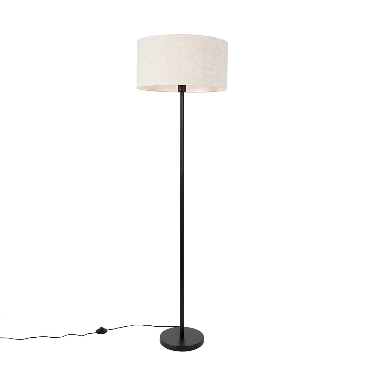 Stojaca lampa čierna so svetlosivým tienidlom 50 cm - Simplo