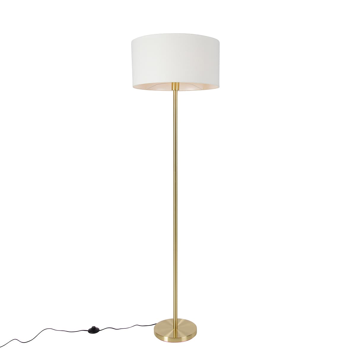 Stojaca lampa mosadz s bielym tienidlom 50 cm - Simplo 1