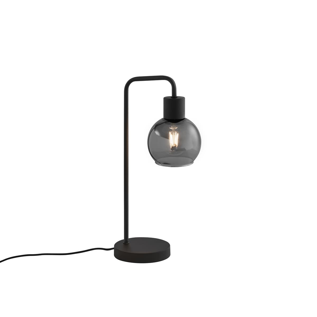 Art Deco stolná lampa čierna s dymovým sklom - Vidro 1